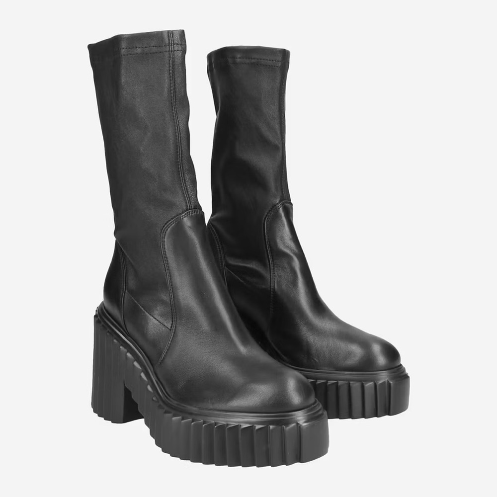 AGL Tiggy pull-on black stretch leather platform boots, 10 - Picture 5 of 17